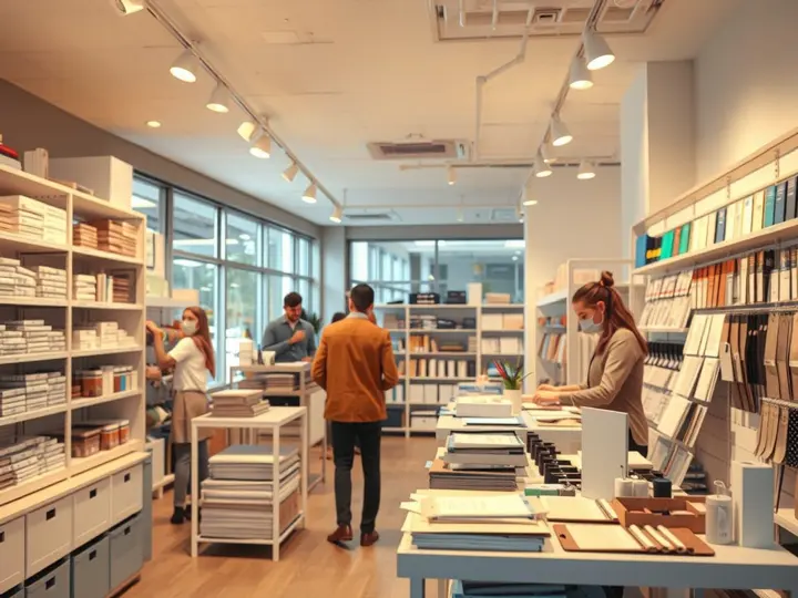 便利店内部货架和顾客购物场景